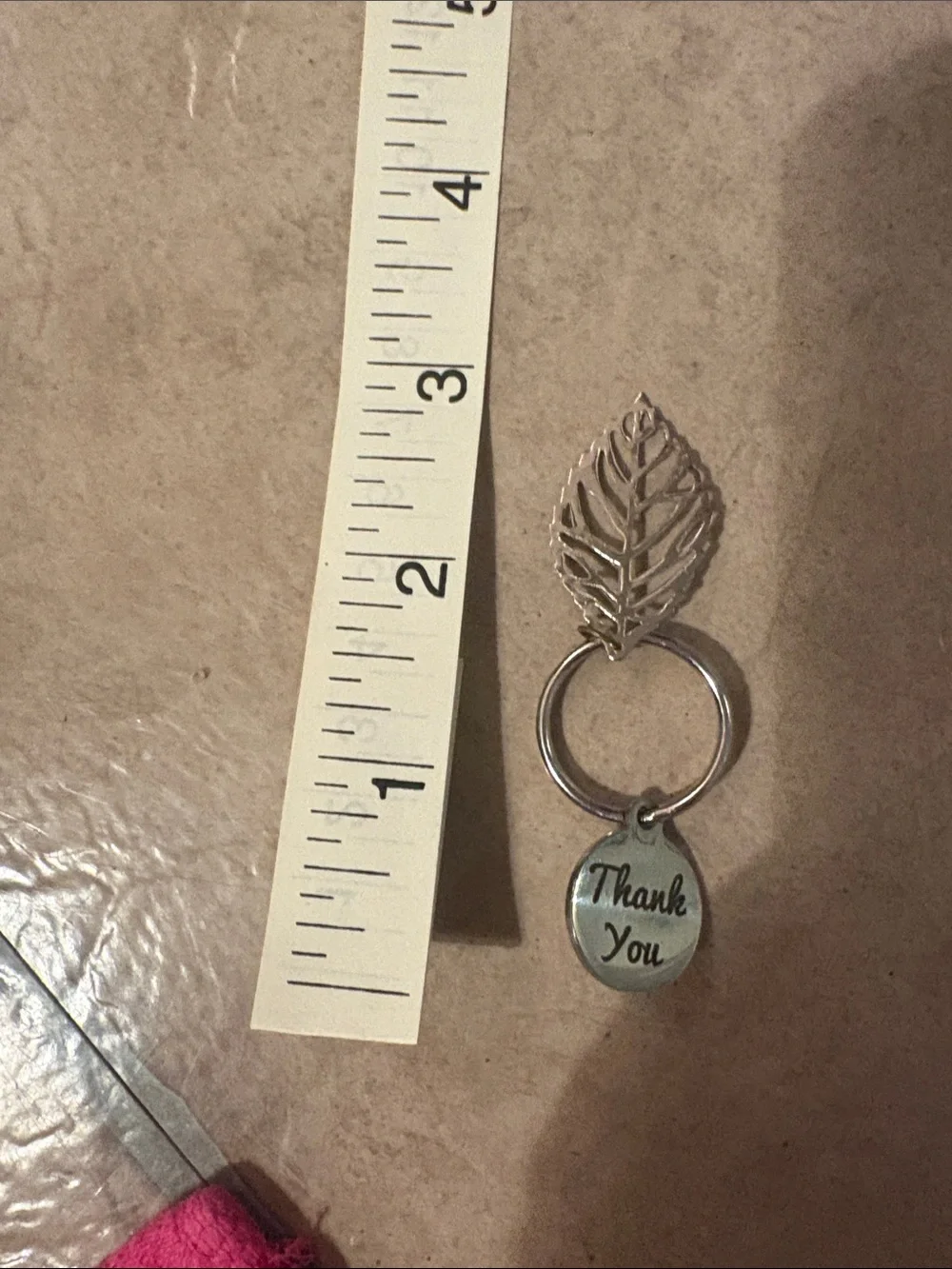 Thank You Leaf Keychain - Silver